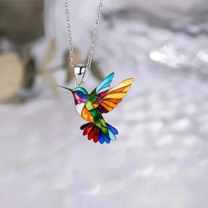 Éloria™ | Collier Colibri Arc-en-Ciel + Boucles d’oreilles assorties offertes